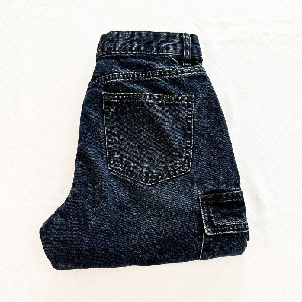 Zara Dark Blue Wash Carpenter Cargo Zip Fly Denim Jeans Indigo Wash Size 04